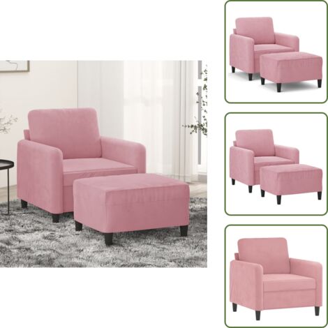 The Living Store Sessel mit Hocker Rosa 60 cm Samt - Samt