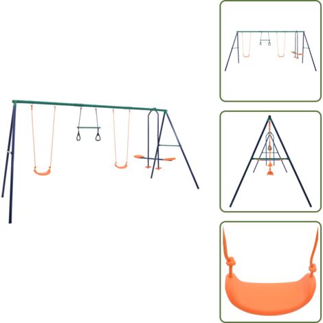 The Living Store Set Altalene con Anelli per Ginnastica e 4 Sedili in Acciaio - Sedili per altalene