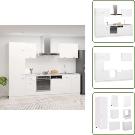 The Living Store Set Armadi da Cucina 7 pz Lyon Bianco in Truciolato - Armadi da cucina 7 pezzi