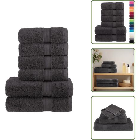 The Living Store Set ASciugamani SOLUND 6 pz Antracite 600 gsm - Asciugamani da doccia