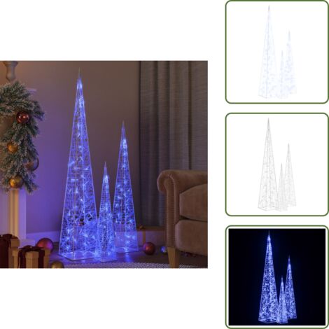 The Living Store Set Coni di Luce LED Acrilico Decorativo Blu 60/90/120 cm - Coni di luce