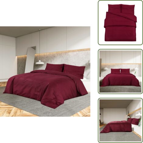 The Living Store Set Copripiumino Bordò 240x220 cm in Cotone - Set copripiumino