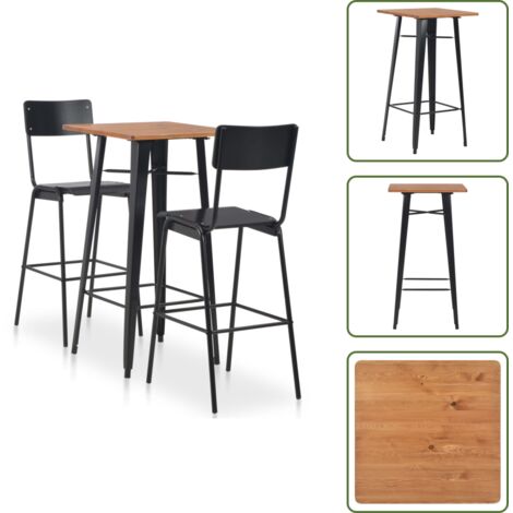 The Living Store Set da Bar 3 pz in Acciaio Nero - Tavolo da bar