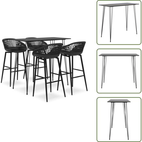 The Living Store Set da Bar 5 pz Nero - Sgabelli da bar