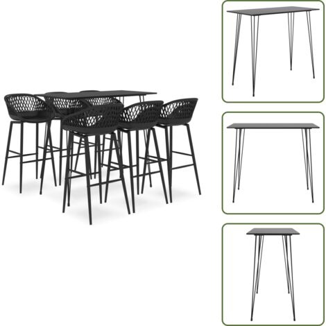 The Living Store Set da Bar 7 pz Nero - Sgabelli da bar