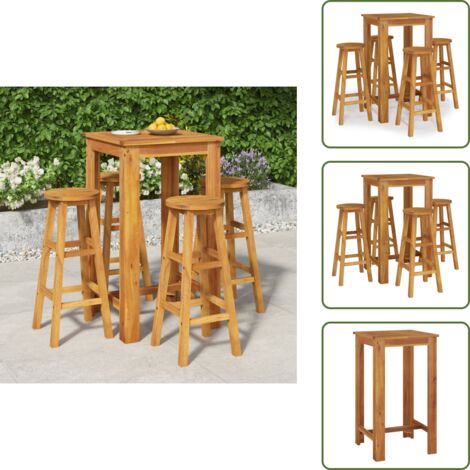 The Living Store Set da Bar da Giardino 5 pz in Legno Massello di Acacia - Bar in acacia