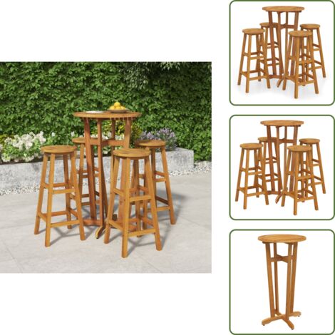The Living Store Set da Bar da Giardino 5 pz in Legno Massello di Acacia - Set da bar da giardino