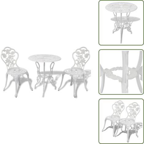The Living Store Set da Bistrot 3 pz in Alluminio Pressofuso Bianco - Sedie da giardino