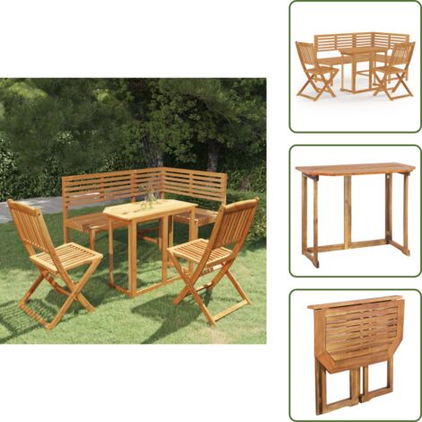 The Living Store Set da Bistrot 4 pz in Legno Massello di Acacia - Tavolo da bistro