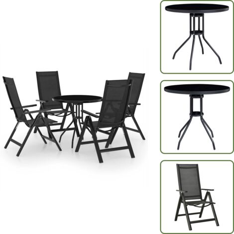 The Living Store Set da Bistrot 5 pz Nero e Antracite - Sedie da giardino