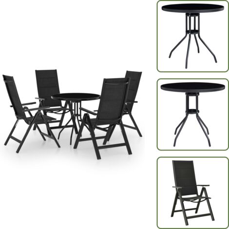 The Living Store Set da Bistrot 5 pz Nero e Antracite - Sedie da giardino