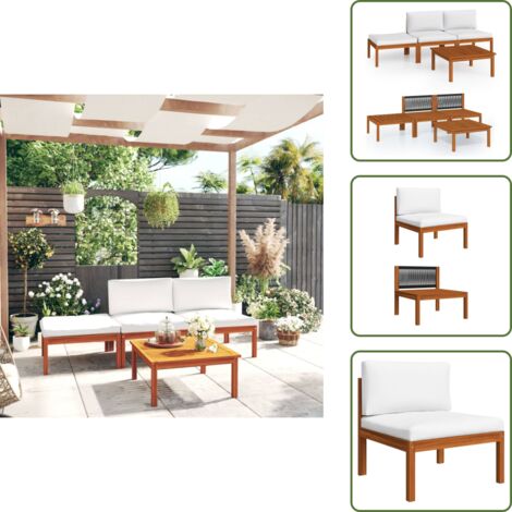 The Living Store Set da giardino 4 pezzi con cuscini crema 63x63 cm - Cuscini da giardino