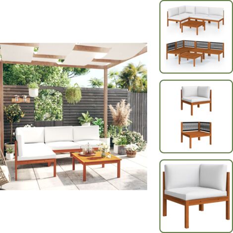 The Living Store Set da giardino 5 pezzi con cuscini crema 63x63 cm - Set da giardino