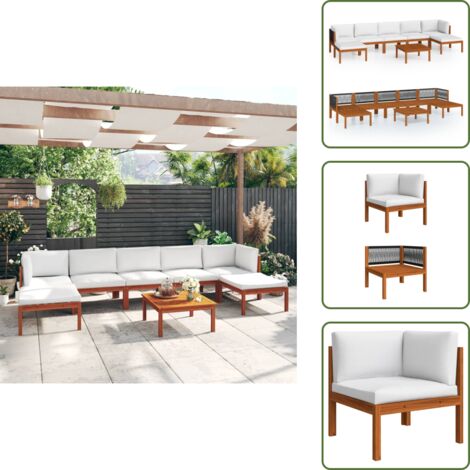 The Living Store Set da giardino 8 pezzi con cuscini crema 63x63 cm - Divano da giardino