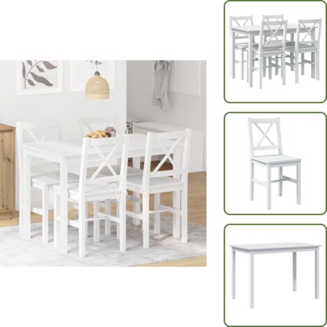 The Living Store Set da Pranzo 5 pz Bianco - Tavolo da pranzo