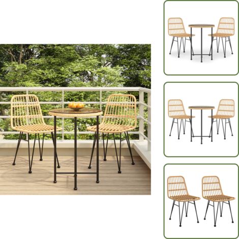 The Living Store Set da Pranzo da Giardino 3 pz in Polyrattan - Tavolo da pranzo da esterno