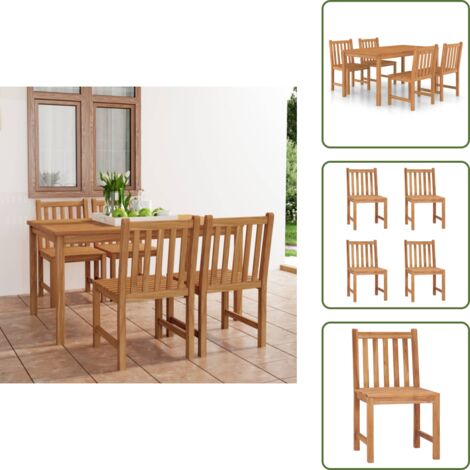 The Living Store Set da pranzo da giardino 5 pz 150x90 cm in legno massello di teak - Tavolo da giardino