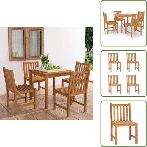 The Living Store Set da pranzo da giardino 5 pz 80x80 cm in legno massello di teak - Tavolo in teak