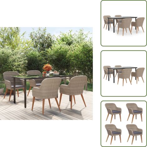 The Living Store Set da Pranzo da Giardino 5 pz con Cuscini Marrone - Tavolo da pranzo da esterno