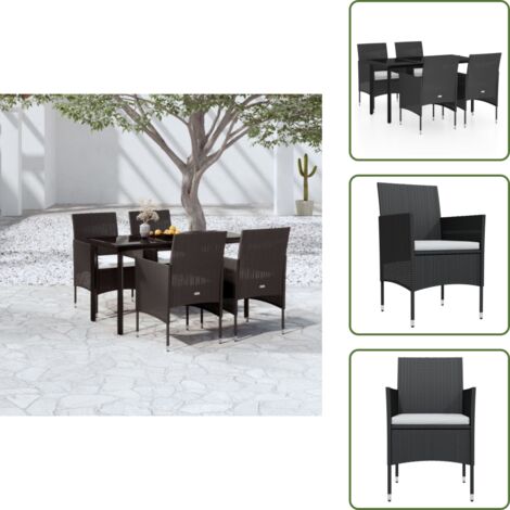 The Living Store Set da Pranzo da Giardino 5 pz con Cuscini Nero - Tavolo da pranzo da esterno