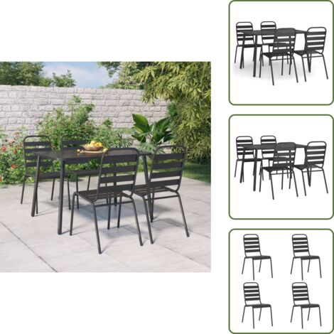 The Living Store Set da Pranzo da Giardino 5 pz in Acciaio Antracite - Tavolo da pranzo da giardino