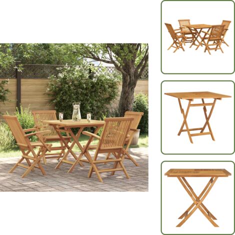 The Living Store Set da Pranzo da Giardino 5 pz in Legno Massello di Teak - Tavolo da pranzo da giardino