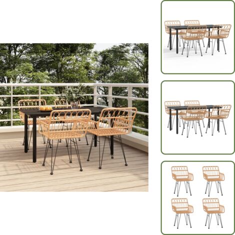 The Living Store Set da Pranzo da Giardino 5 pz in Polyrattan - Tavolo da pranzo da esterno