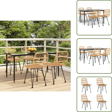 The Living Store Set da Pranzo da Giardino 5 pz in Polyrattan - Tavolo da pranzo da esterno