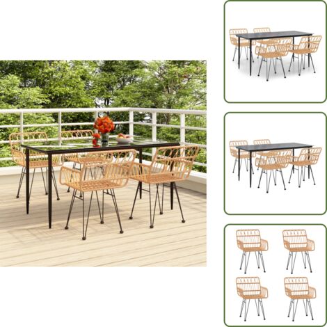 The Living Store Set da Pranzo da Giardino 5 pz in Polyrattan - Tavolo da pranzo da esterno