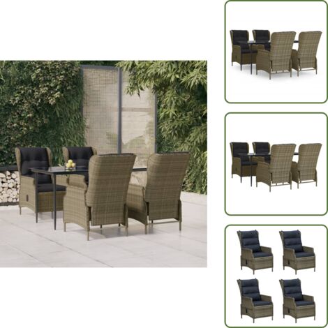 The Living Store Set da Pranzo da Giardino 5 pz Marrone in Polyrattan - Tavolo da pranzo esterno