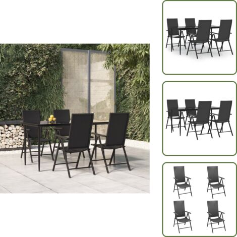 The Living Store Set da Pranzo da Giardino 5 pz Nero in Polyrattan - Tavolo da pranzo da esterno