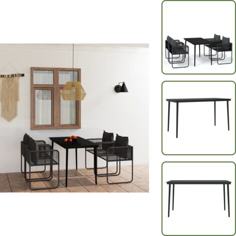 The Living Store Set da Pranzo da Giardino 5 pz Nero - Tavolo da giardino