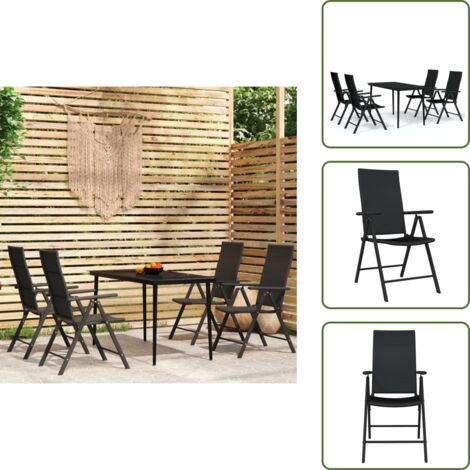 The Living Store Set da Pranzo da Giardino 5 pz Nero - Tavolo da giardino