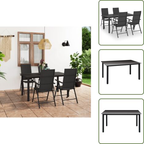 The Living Store Set da Pranzo da Giardino 5 pz Nero - Tavolo da giardino