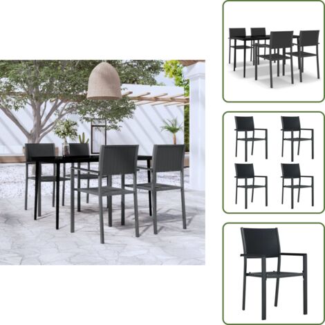 The Living Store Set da Pranzo da Giardino 5 pz Nero - Tavolo da pranzo da esterno