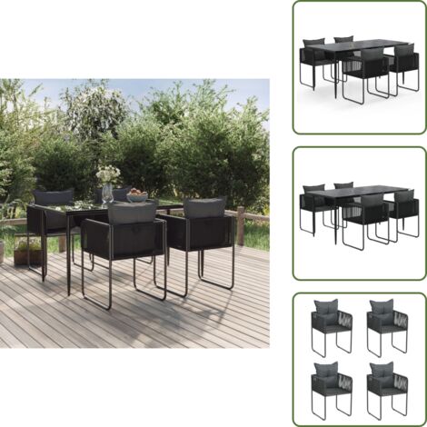 The Living Store Set da Pranzo da Giardino 5 pz Nero - Tavolo da pranzo da esterno