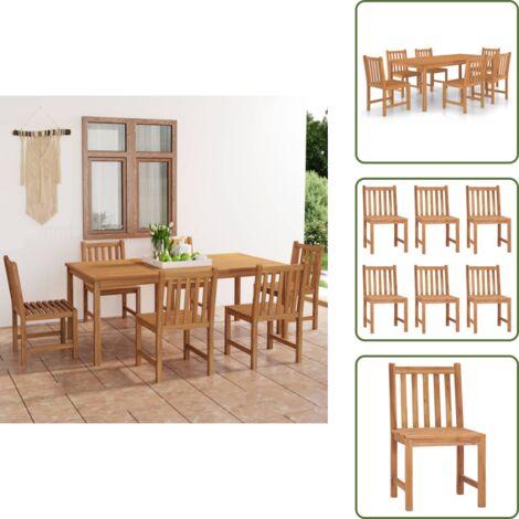 The Living Store Set da pranzo da giardino 7 pz 200x100 cm in legno massello di teak - Tavolo da giardino