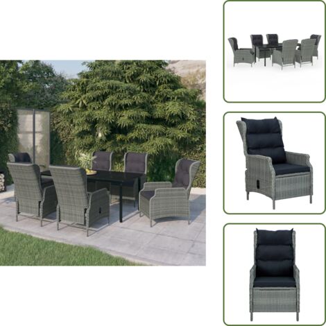 The Living Store Set da Pranzo da Giardino 7 pz Grigio Chiaro - Sedie da giardino