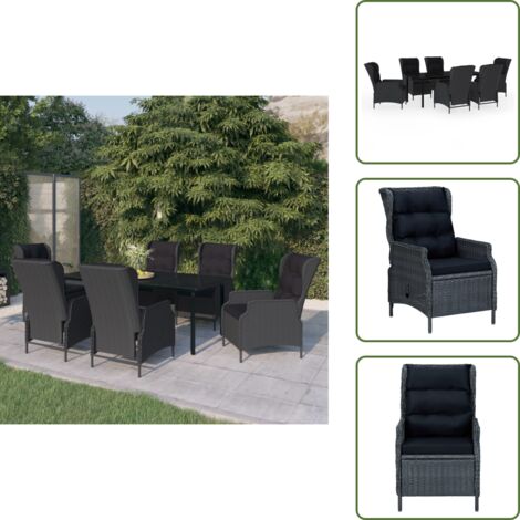 The Living Store Set da Pranzo da Giardino 7 pz Grigio Scuro - Sedie da giardino
