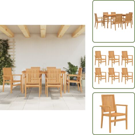 The Living Store Set da Pranzo da Giardino 7 pz in Legno Massello di Teak - Tavolo da pranzo in legno