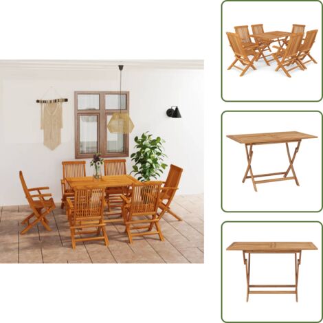The Living Store Set da Pranzo da Giardino 7 pz in Legno Massello di Teak - Tavolo in legno