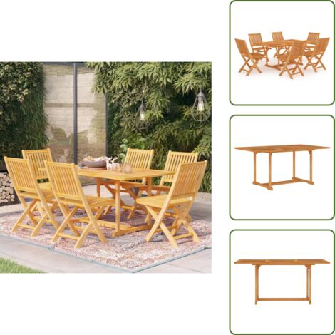 The Living Store Set da Pranzo da Giardino 7 pz in Legno Massello di Teak - Tavolo in teak