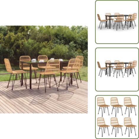 The Living Store Set da Pranzo da Giardino 7 pz in Polyrattan - Tavolo da pranzo da esterno