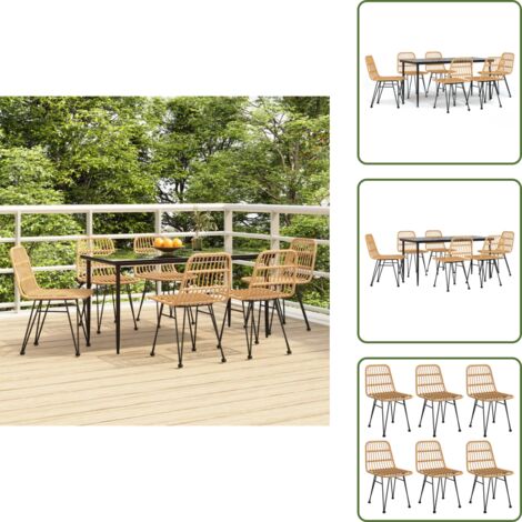 The Living Store Set da Pranzo da Giardino 7 pz in Polyrattan - Tavolo da pranzo da esterno