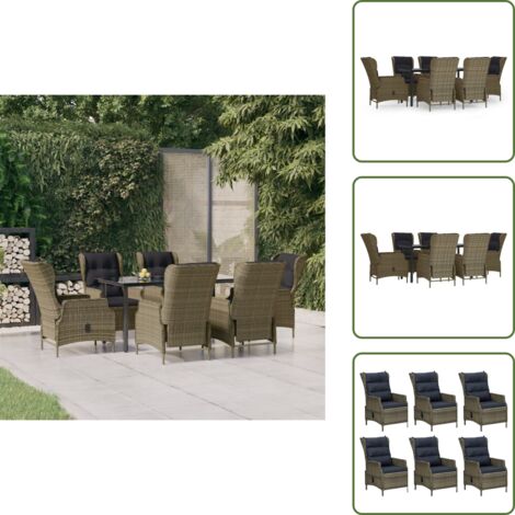 The Living Store Set da Pranzo da Giardino 7 pz Marrone in Polyrattan - Tavolo da pranzo esterno