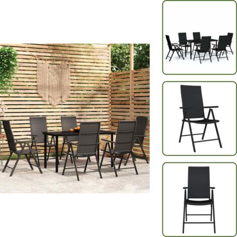 The Living Store Set da Pranzo da Giardino 7 pz Nero - Tavolo da pranzo da esterno