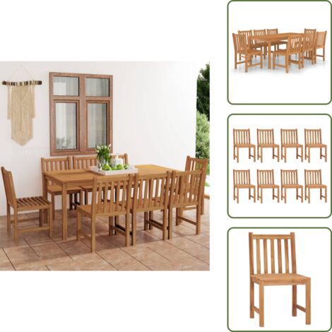 The Living Store Set da pranzo da giardino 9 pz 180x90 cm in legno massello di teak - Tavolo da giardino