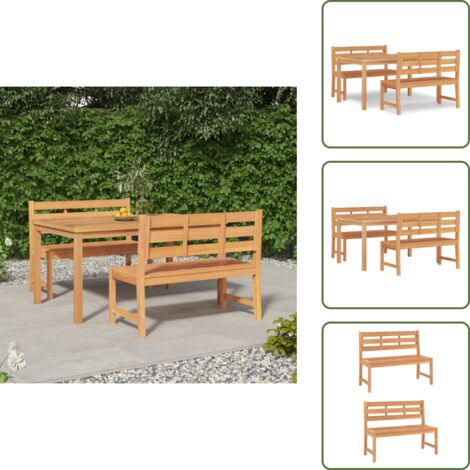 The Living Store Set da Pranzo per Giardino 3 pz in Legno Massello di Teak - Tavolo da pranzo in teak