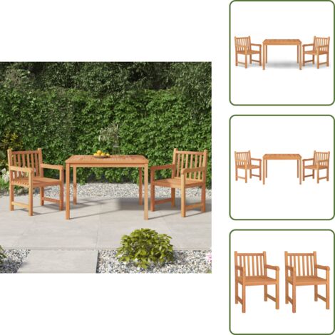 The Living Store Set da Pranzo per Giardino 3 pz in Legno Massello di Teak - Tavolo da pranzo in teak