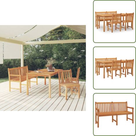 The Living Store Set da Pranzo per Giardino 4 pz in Legno Massello di Teak - Tavolo da pranzo da giardino